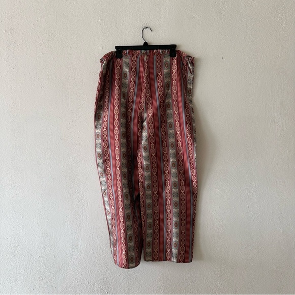 Boho Stripe Wide Leg Pants M Elastic Waist Festival Palazzo Retro Flowy - Picture 10 of 13